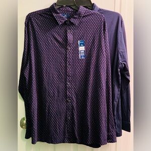 Lot of 2 Knit Button Down Shirt with Long Sleeves George Men’s 3XL (54-56) Navy
